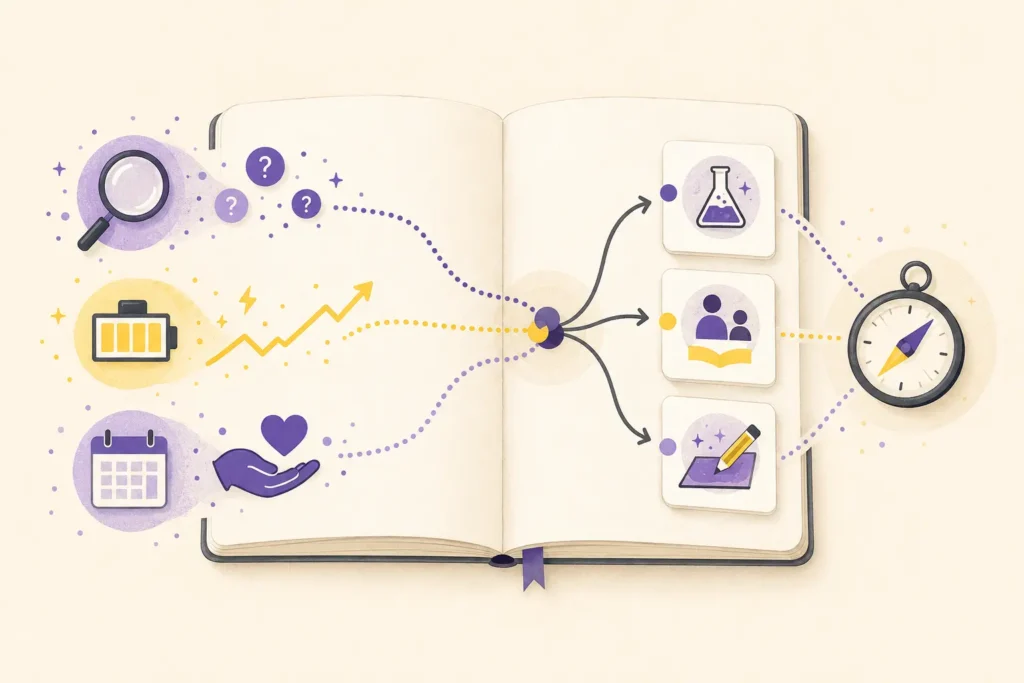 Career interest evidence map connecting curiosity, energy and voluntary effort