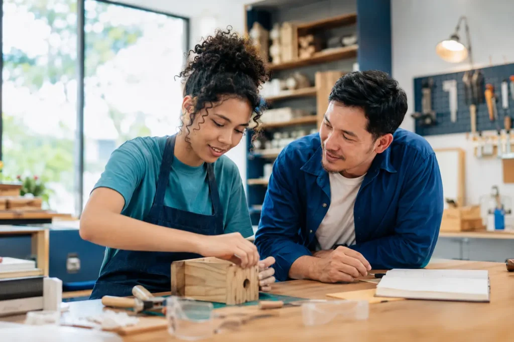 Student testing a career interest through a real-world workshop project
