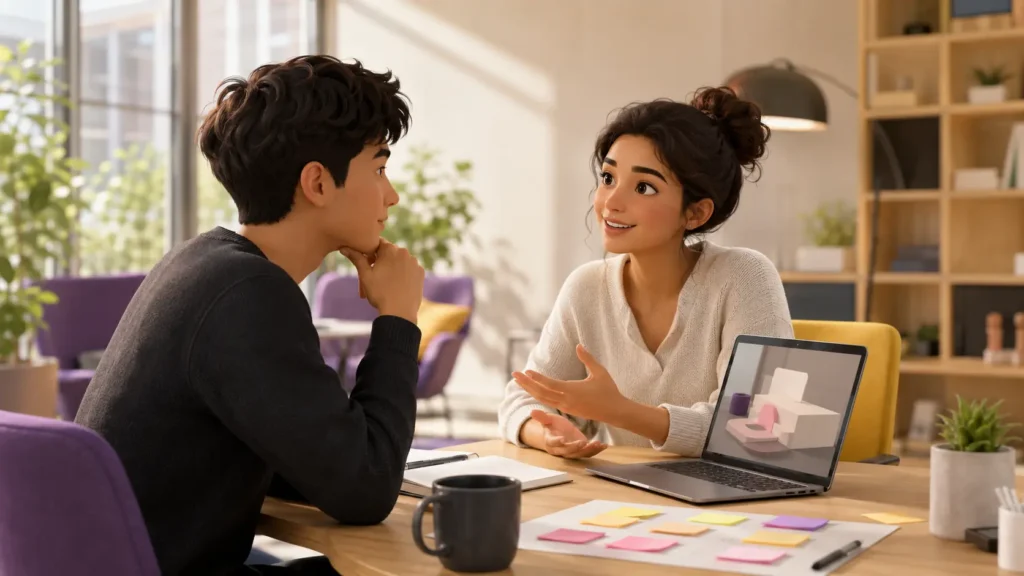 Young adult testing a career path through an informational interview