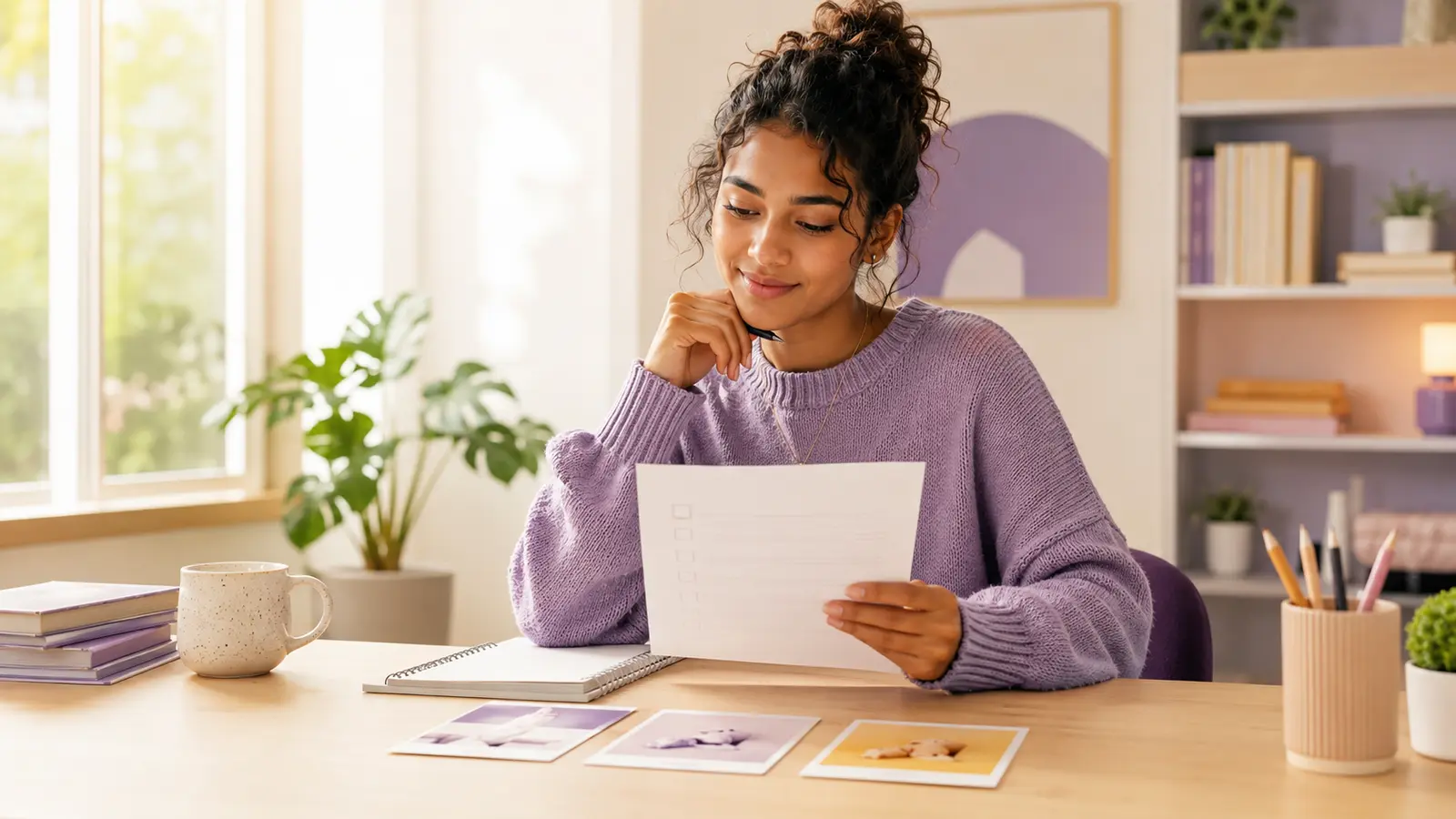 Young adult using a career choice checklist for undecided people
