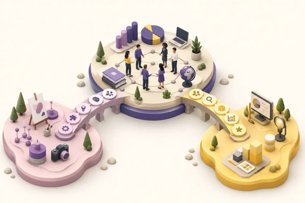 Career adjacency map connecting domain knowledge, relationships and transferable skills