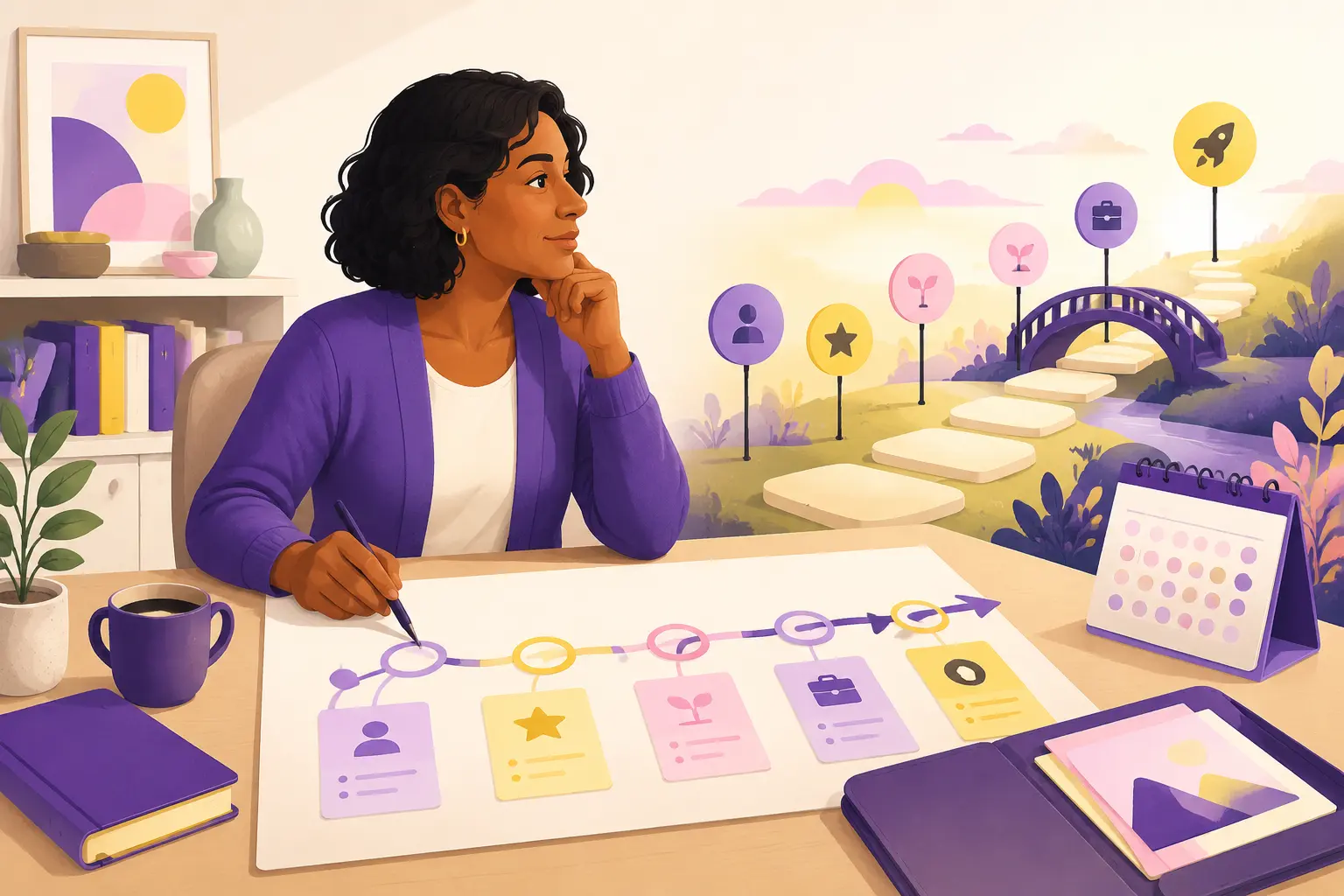 Professional creating a milestone-based career transition plan