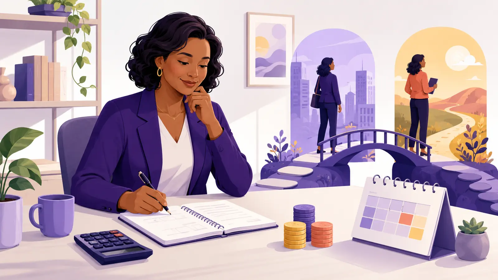 Professional plans a budget and career path before accepting a salary cut
