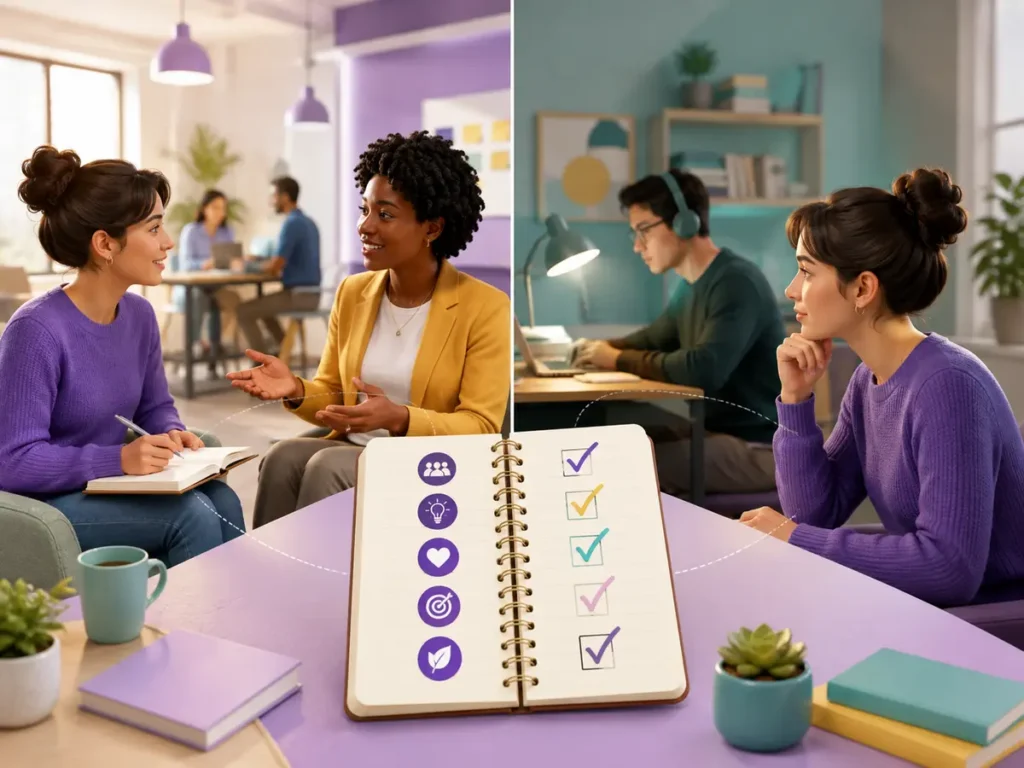 Person testing whether career environments match their work values
