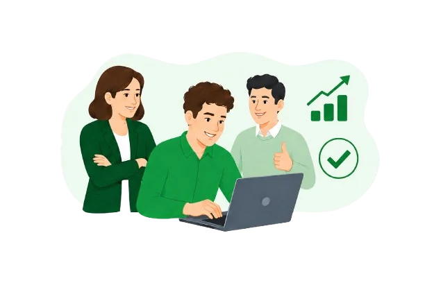 A productive employee contributing confidently to their team.
