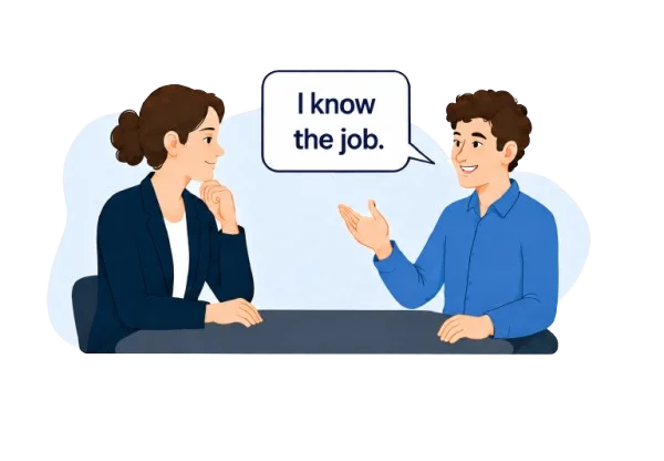 An employer interviewing a candidate.