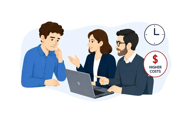 A new employee and managers losing time and money to corrective training.